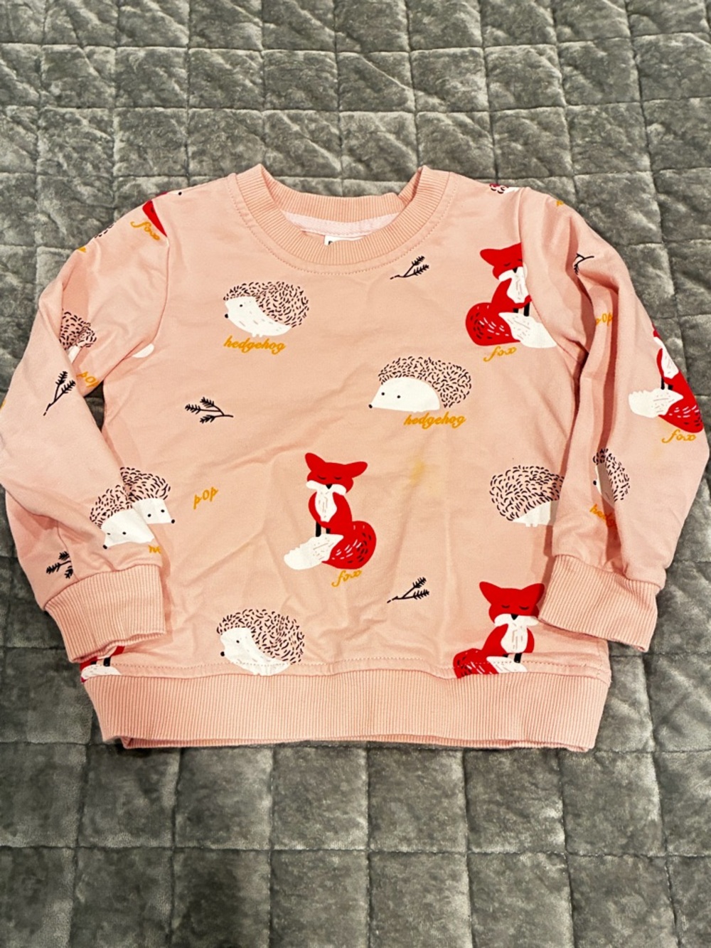 Girls' Pink Fox & Hedgehog Graphic Crewneck Sweatshirt
